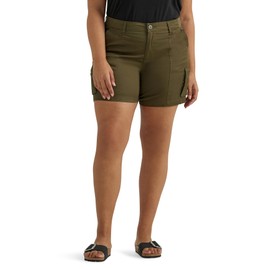Lee Women's Plus Size Ultra Lux Comfort with Flex-to-Go Cargo Short, Olive Night