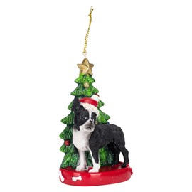 Kurt Adler Boston Terrier With Christmas Tree Ornament