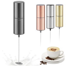 ELMWAY Powerful Electric Milk Frother, Battery Operated Drink Blender, Foam Maker Mixer, Milk Frother Handled for Coffee, Latte, Matcha, Protein Powder(Gunmetal without Stand)