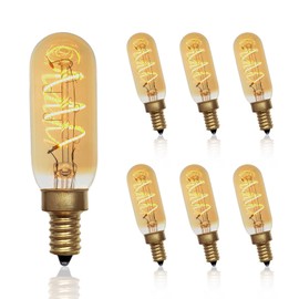 XIAOKALAMI T6/T25 Bulb 4W 2200K, E12 Chandelier Light Bulbs 40 Watt, Spiral Filament Dimmable Led Edison Warm White Candelabra Bulbs, Ceiling Fan Candle Amber Glass Light Bulbs,6 Pack