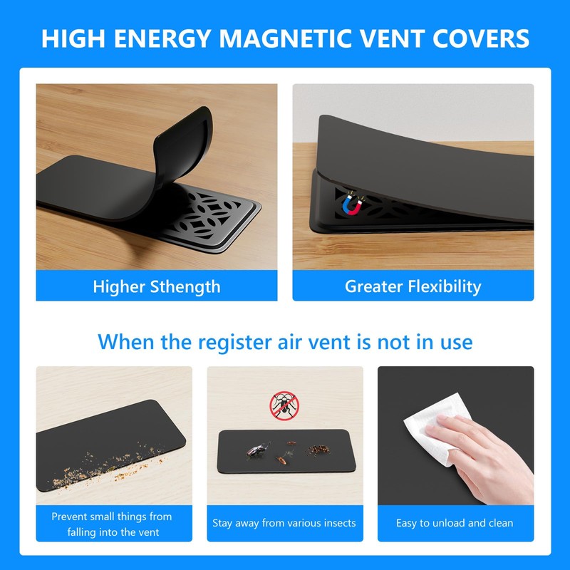 Magnetic Vent Covers (3-Pack) for Complete Seal, 5.5" X 12"
