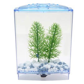 Qcwwy Small Betta Aquarium Clear Acrylic Explosion Proof Portable Miniature Aquarium Betta Aquarium Tropical Freshwater Phone Pad Holder Basket for Hydroponic Plants