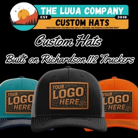 The Luua Company |Richardson 112 Custom Hat for Men & Women | Personalized Hats with Customized Engraved Patch for Logo or Text | Adjustable Snapback Custom Trucker Cap Brown/Khaki