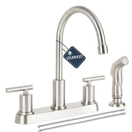 Kitchen Faucets, Kitchen Sink Faucet, Brushed Nickel Kitchen Faucet with Sprayer, 3 or 4 Hole RV Faucet for Kitchen Sink, Stainless Steel Touch Kitchen Faucet with Side Sprayer, TDLKF024L