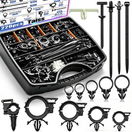 Taiss 220pcs Car Wire Loom Clips Assortment,15 Sizes Nylon Universal Cable Tie Buckle Zip Ties,Wiring Harness Clips Replacement Parts,Wire Loom Routing Clip Push Mount Cable Tie for Automotive