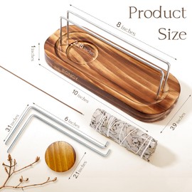 Handcrafted Palo Santo and Sage Holder, 4 in 1 Incense Sticks and Candle Holder for Burning Sage, Natural Wood Burner Holder, Ideal Spiritual Meditation Gift