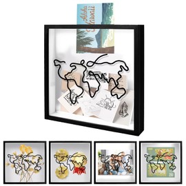 Adventure Archive Box Frame Travel Memory Box Ticket Shadow Box for Filling DIY Keepsake Wood Frame with Slot Display Box Hanging Ticket Display Case Frame for Movie Sporting Events Concert 30x30cm
