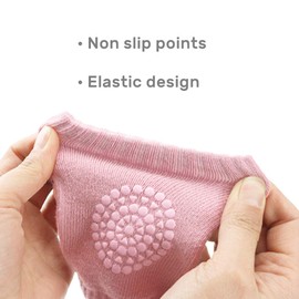 Kalevel Baby Knee Pads Infant Knee Protector Cotton Baby Crawling Knee Pads Elastic Knee Sleeve Elbow Knee Pads Toddler Anti Slip Knee Pads for Baby Boy Girl 0-3 year (2 Pairs, Green + Pink)