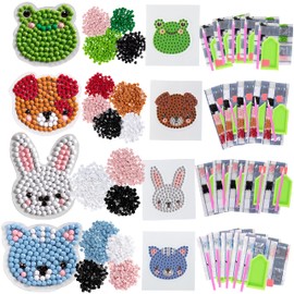 SCS Direct Kid's Birthday Party Diamond Gem Painting Craft Favor Kits -Pet Buddies- 20 Individually Packaged, All-in-One Packs for Boys & Girls -Fun & Unique Gem Classroom Art Project Activity Gift