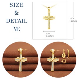 MicLee Necklace pendant for women, 925 sterling silver necklace, Cross necklace pendant, with infinity symbol, Inlaid zircon, women's girl's jewelry, gold