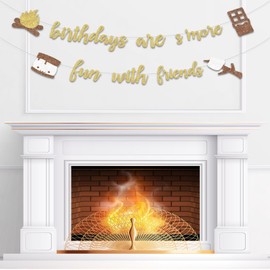 Kreatwow S'mores Party Decorations Birthdays Are s'more Fun With Friend Glitter Banner for Birthday Party S'Mores Party Camping Theme Birthday Baby Shower Bridal Shower Winter Holiday Party
