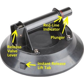 DAMO 10 inch Vacuum Concave Glass Suction Cup with ABS Handle and Hand Pump for Windsheld lifting lifter