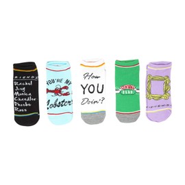 Bioworld Friends TV Show - Paquete de 5 calcetines tobilleros para mujer, talla 5-10, Negro -, One Size