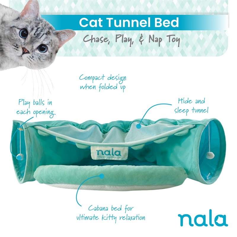 Caitec Presents Nala Cat Tunnel Bed - Collapsible Cat Cave