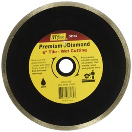 IVY Classic 38184 Diamond Plus 6-Inch Wet Tile Cutting Continuous Rim Diamond Blade with 5/8-Inch Arbor, 1/Card