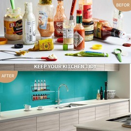 Mezzar Spice Rack Wall Spice Rack Hanging Metal Spice Holder No Drilling Fridge Organiser Kitchen Shelf Pack of 4 Black