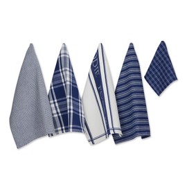 DII Everyday Collection Foodie Kitchen Set, Dishtowel & Dishcloth, Nautical Blue, 5 Piece
