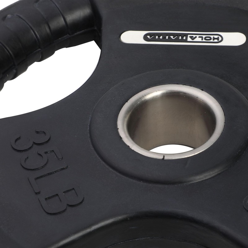 HolaHatha 35-Pound Olympic Rubber Coated Solid Cast Iron Weight Plate