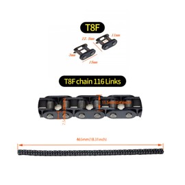 NIYATA Pocket Bike Chain, T8F Chain Belt 116 Links with Buckle Link, Chain Belt for 43CC 47CC 49CC Mini Moto ATV Quad Scooter Pocket Dirt Bike
