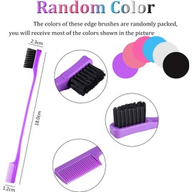 12 cepillos de borde de pelo de doble cara con control de bordes, cepillos de cejas para mujeres y niñas, cepillos de borde de pelo de estilo natural, paquete combinado de 6 colores aleatorios