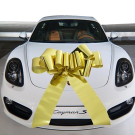 1Pcs Giant Car Bow,21 Inch Giant Gift Bow for Large Gift Decoration,Giant Presents,Lady Surprise Party,Wedding Reception,Birthday,Christmas Bows for Car,Gift Bow (Metallic Gold)