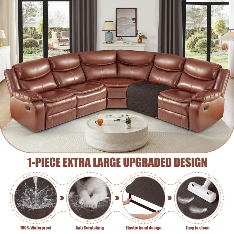 VANSOFY Extra Large Reclining Sectional Couch Covers, Waterproof 5-Piece Sofa