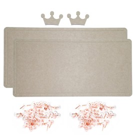 2Pcs Foldable Large Felt Bulletin Board - 36'' x 18'', Decorative Picture Framed Display Board with 70 Rose Pins for School, Home, Kitchen & Office Walls