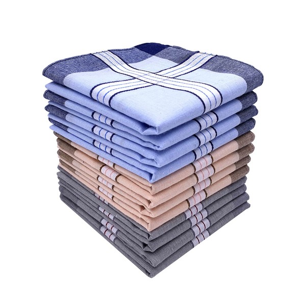 emlstyle Men's Handkerchiefs 100% Cotton Handkerchief with Check Pattern