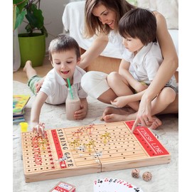 Nice C Horse Race Board Game, Horse Racing Game, Board Game Set Foldable and Portable with 2 Sets of Cards, 2 Dice, and 12 Metal Horses (1-Pack)