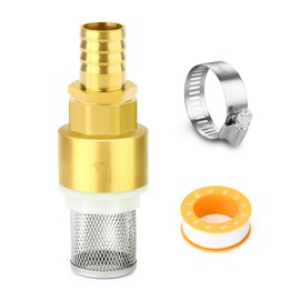 GASHER 1" Brass Foot Valve, Check Valve Non Return Water Pump Bottom Filter with Hose Barb Fittings, for Suction Hose