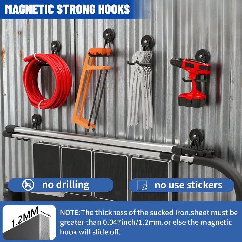 Xiuouix Heavy Duty Garage Magnetic Hooks 4 Pack - Neodymium