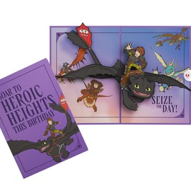 Lovepop Birthday Pop-Up Card for Her and Him - 3D Greeting Cards for Boys, Girls, Men, Women - How to Train Your Dragon Heroic Heights - 5" x 7" Card - Blank Notecard and Envelope Included