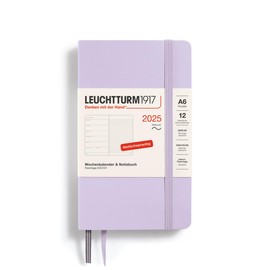 LEUCHTTURM1917 370528 2025 Weekly Calendar and Notebook, A6 Pocket Format, Softback, 12-Month Planner, 80 g, Lined, Purple