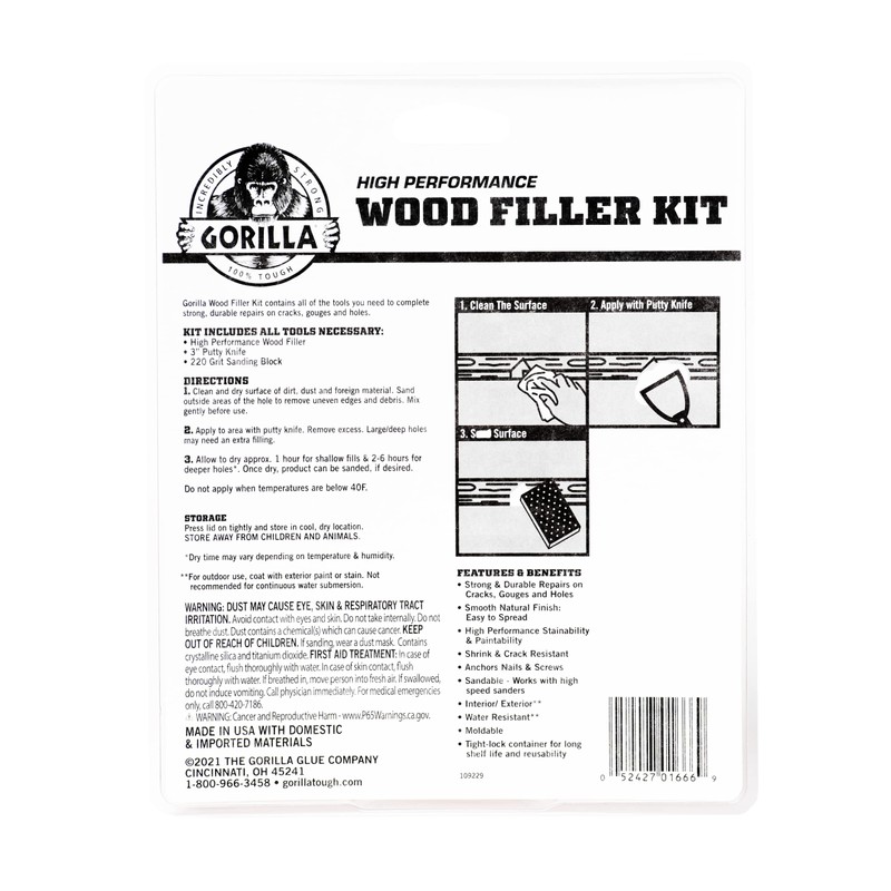 Gorilla All Purpose Wood Filler Wood Repair Kit with Putty