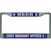 uscg coast guard chief warrant officer 3 logo chrome license plate frame