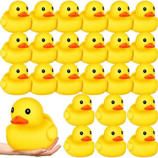 Jumbo Rubber Duck 7 Inch Large Yellow Duck Bath Toy Giant Rubber Ducks Big Floating Squeaky Duck Bathtub Toy for Shower Birthday Party Supplies Favors Decoration (24 Pcs)