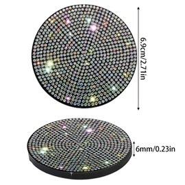 DRERIO Pack of 2 Bling Car Coasters, Car Cup Holder, Coasters, Glitter Car Coasters, Cup Mats, 6.9 cm, Crystal Car Accessories, Bling Car Accessories for Women, Girls, Car, Home, Office (A-B Colour)