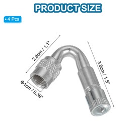 PATIKIL 45 Degree Valve Stem Extension, 4 Pcs Universal Tire Valve Stem Extenders Adaptor Compatible for Cars Bicycles Motorcycles Trailers RV Leisure Vehicles, Silver