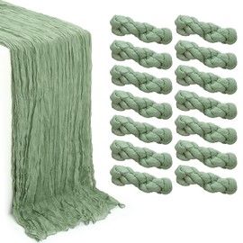 14 Pack 10Ft Cheesecloth Table Runners,35x120 Inch Long Boho Gauze,Rustic Wedding Decor Cheese Cloth Table Runners,Runner for Table,Table Runners Bulk,Romantic Birthday Party