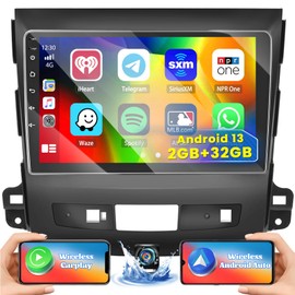 Fuluku【for Mitsubishi Outlander 2008-2015】 2+32G Double din Car Stereo Android 13 with Wireless Carplay Android Auto, Touch Screen Radio Dash Kit GPS Navigation WiFi Bluetooth SWC+Backup Camera