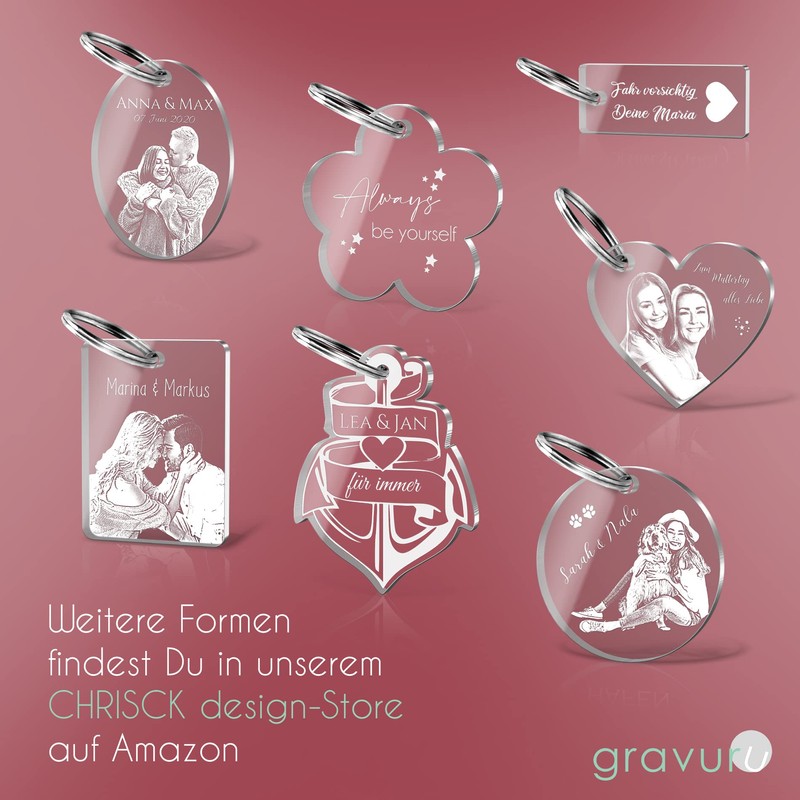 Chrisck Design Heart-Shaped Acrylic Keyring, Partner Love Gift, Mother's Day