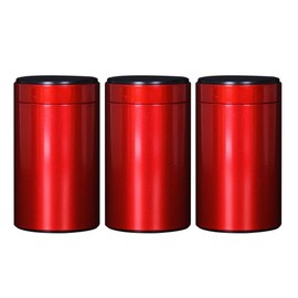 HEALLILY 3PCS Tea Canisters Tin Portable Tea Caddy Coffee Storage Jars Sugar Bowl Spices Condiment Pots Container with Sealed Lid for Tea Storage (Red Size 140)