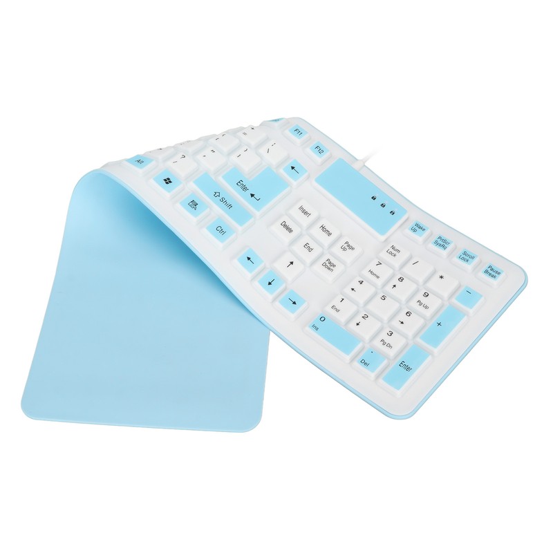 Foldable Silicone Keyboard 106 Keys Waterproof Dustproof Foldable USB Wired