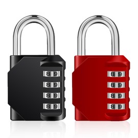 ZHEGE Combination Lock 2 Pack, 4 Digit Combination Padlock - Red and Black Lock for Outdoor, School, Gym