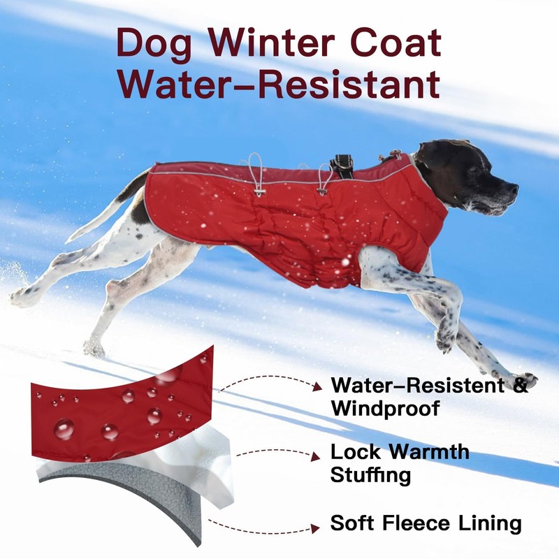IKIPUKO Dog Coat - XS, Warm Zip Up Snowsuit Dog