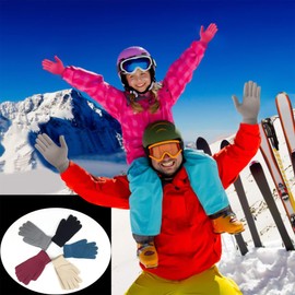 SHALEDOW 5 Pairs of Unisex Knitted Thermal Magic Elastic Gloves Warm Full Fingered Winter Snow Gloves for Men and Women