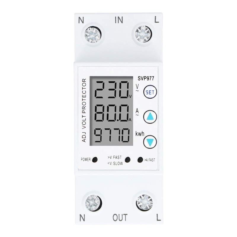 Voltage Protector Adjustable Current Power Monitoring Equipment with Backlight 230VAC