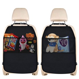 Qooloo Pack of 2 Car Seat Backrest Protectors, Waterproof Back Seat Protector for Children, Car Seat Organiser for Storing Children's Items, Kick Mat Protection