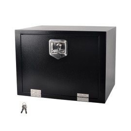 FGJQEFG Heavy Duty Truck Tool Box Steel for UnderBed Trailer Outdoor Car with Lock and Key - 24 x 18 x 18 Inch Black Underbody Toolbox