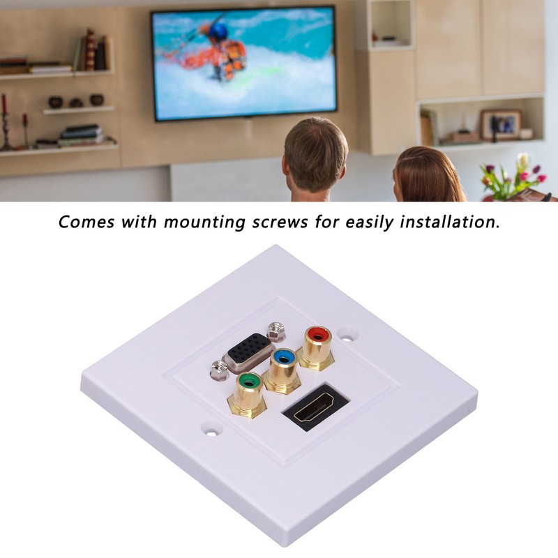 VGA+High Definition Multimedia Interface 3RCA Wall Plate Panel Socket for